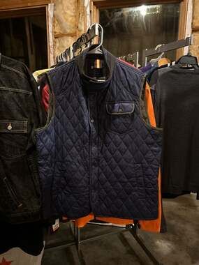 Cremieux Men's Navy Blue Diamond Quilted Utility Vest with Contrast Trim